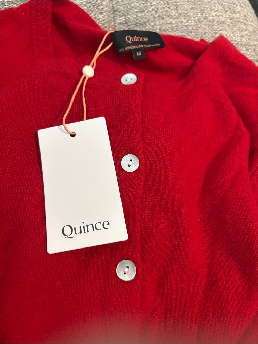Quince  Red Button-Up Mongolian Cashmere  medium sweater